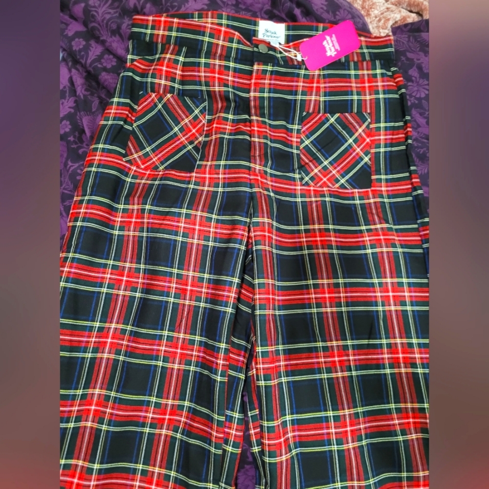 New With Tags Smak Parlour 60s Wideleg Tartan Trousers 2x/18